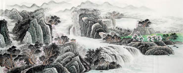 Chinese Waterfall Painting,96cm x 240cm,1161001-x