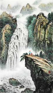 Chinese Waterfall Painting,50cm x 100cm,1162001-x