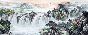 Chinese Waterfall Painting,140cm x 360cm,1162002-x