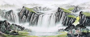 Chinese Waterfall Painting,140cm x 360cm,1162004-x