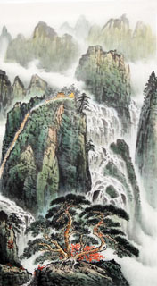 Chinese Waterfall Painting,50cm x 100cm,1162005-x