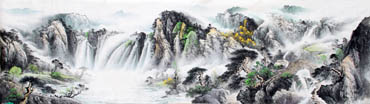 Chinese Waterfall Painting,96cm x 330cm,1162006-x