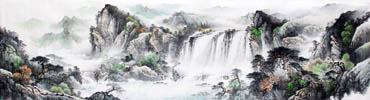 Chinese Waterfall Painting,96cm x 330cm,1162007-x