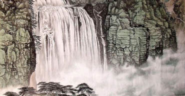 Chinese Waterfall Painting,97cm x 180cm,1452013-x