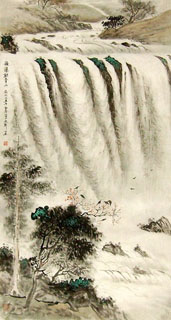 Chinese Waterfall Painting,46cm x 90cm,1452014-x