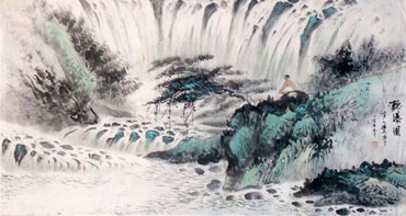 Chinese Waterfall Painting,55cm x 100cm,1452020-x