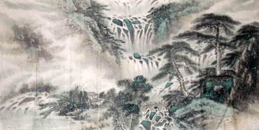 Chinese Waterfall Painting,66cm x 130cm,1452022-x