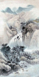 Chinese Waterfall Painting,40cm x 80cm,1452023-x