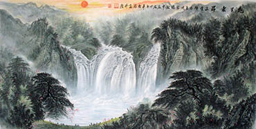 Chinese Waterfall Painting,68cm x 136cm,bj11168001-x