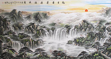 Chinese Waterfall Painting,92cm x 174cm,bj11168005-x