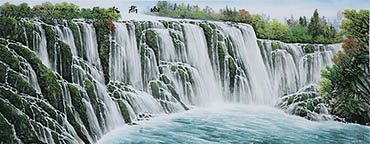 Chinese Waterfall Painting,70cm x 175cm,cyd11123004-x