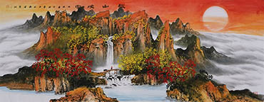 Chinese Waterfall Painting,70cm x 180cm,cyd11123011-x