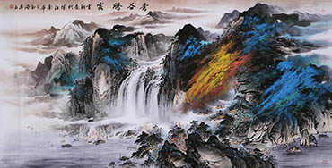 Chinese Waterfall Painting,120cm x 240cm,cyd11123016-x