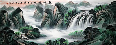 Chinese Waterfall Painting,70cm x 180cm,cyd11123017-x