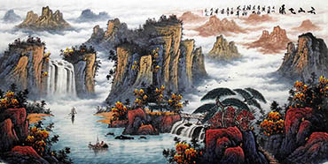 Chinese Waterfall Painting,68cm x 136cm,cyd11123022-x