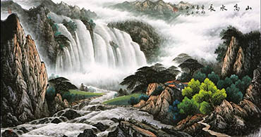 Chinese Waterfall Painting,97cm x 180cm,cyd11123026-x