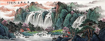 Chinese Waterfall Painting,70cm x 180cm,cyd11123027-x