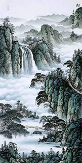 Chinese Waterfall Painting,68cm x 136cm,cyd11123035-x