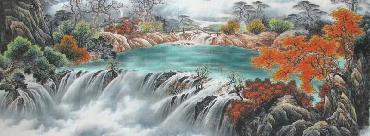 Chinese Waterfall Painting,70cm x 180cm,shw11093002-x