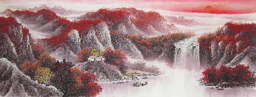Chinese Waterfall Painting,70cm x 180cm,xzh11087002-x
