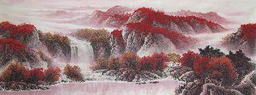 Chinese Waterfall Painting,70cm x 180cm,xzh11087003-x