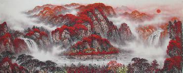 Chinese Waterfall Painting,70cm x 180cm,xzh11087008-x