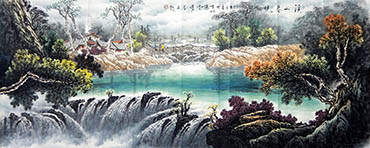 Chinese Waterfall Painting,70cm x 180cm,zym11169001-x