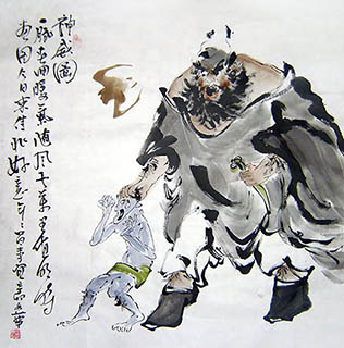Chinese Zhong Kui Painting,66cm x 66cm,3752009-x