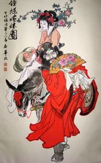 Chinese Zhong Kui Painting,65cm x 100cm,3778003-x