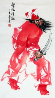 Chinese Zhong Kui Painting,48cm x 96cm,3782004-x