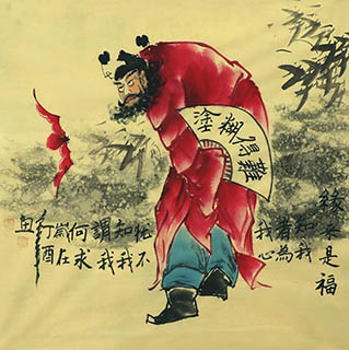 Chinese Zhong Kui Painting,68cm x 68cm,3787008-x