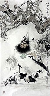Chinese Zhong Kui Painting,69cm x 138cm,3970027-x