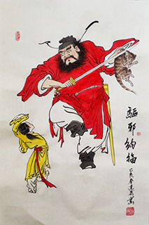 Chinese Zhong Kui Painting,46cm x 68cm,ds31165001-x