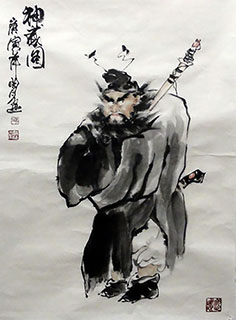 Chinese Zhong Kui Painting,46cm x 68cm,my31163007-x