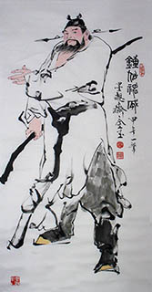 Chinese Zhong Kui Painting,69cm x 138cm,zjy31127009-x
