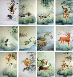 Chinese Zodiac Animals Painting,43cm x 65cm,4800001-x
